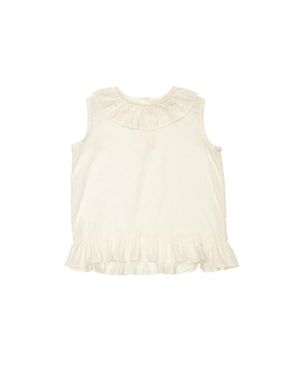 As We Grow bolur Ruffle neck top (Off white embroider) 6-8 ára