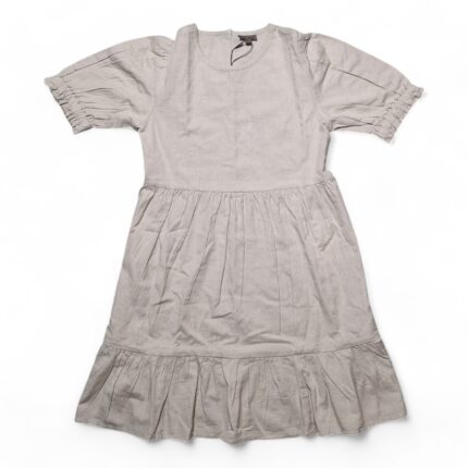 Kids up drapplitaður hör stutterma kjóll