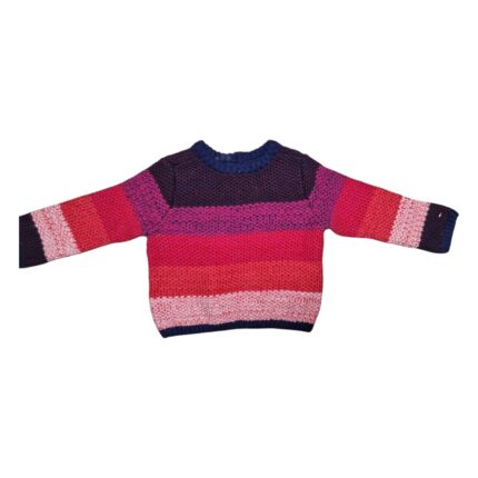 Tommy Hilfiger prjónapeysa rönd rauð, bleik og fjólublá