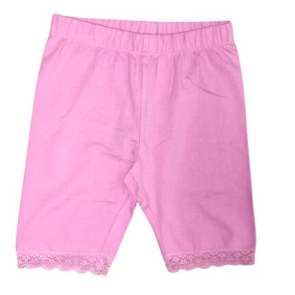 Bleikar stuttbuxna leggings með blúndu Kids up