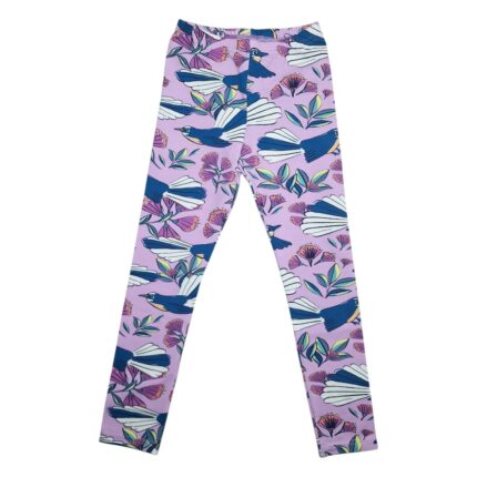 Ljósfjólubláar leggings New Zealand Fantail fugla