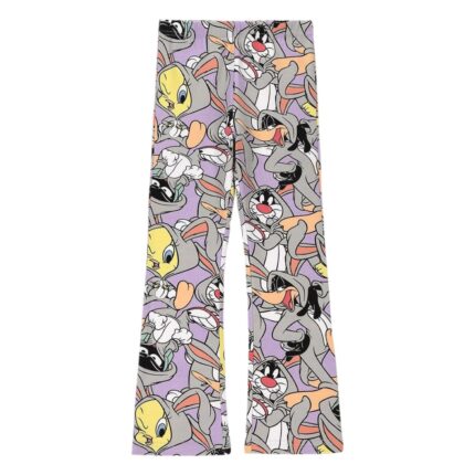 Looney Tunes fjólubláar buxur Oddur Önd útvíðar að neðan