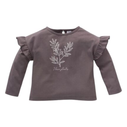 Brún fjólublár I love plants bolur með pífum